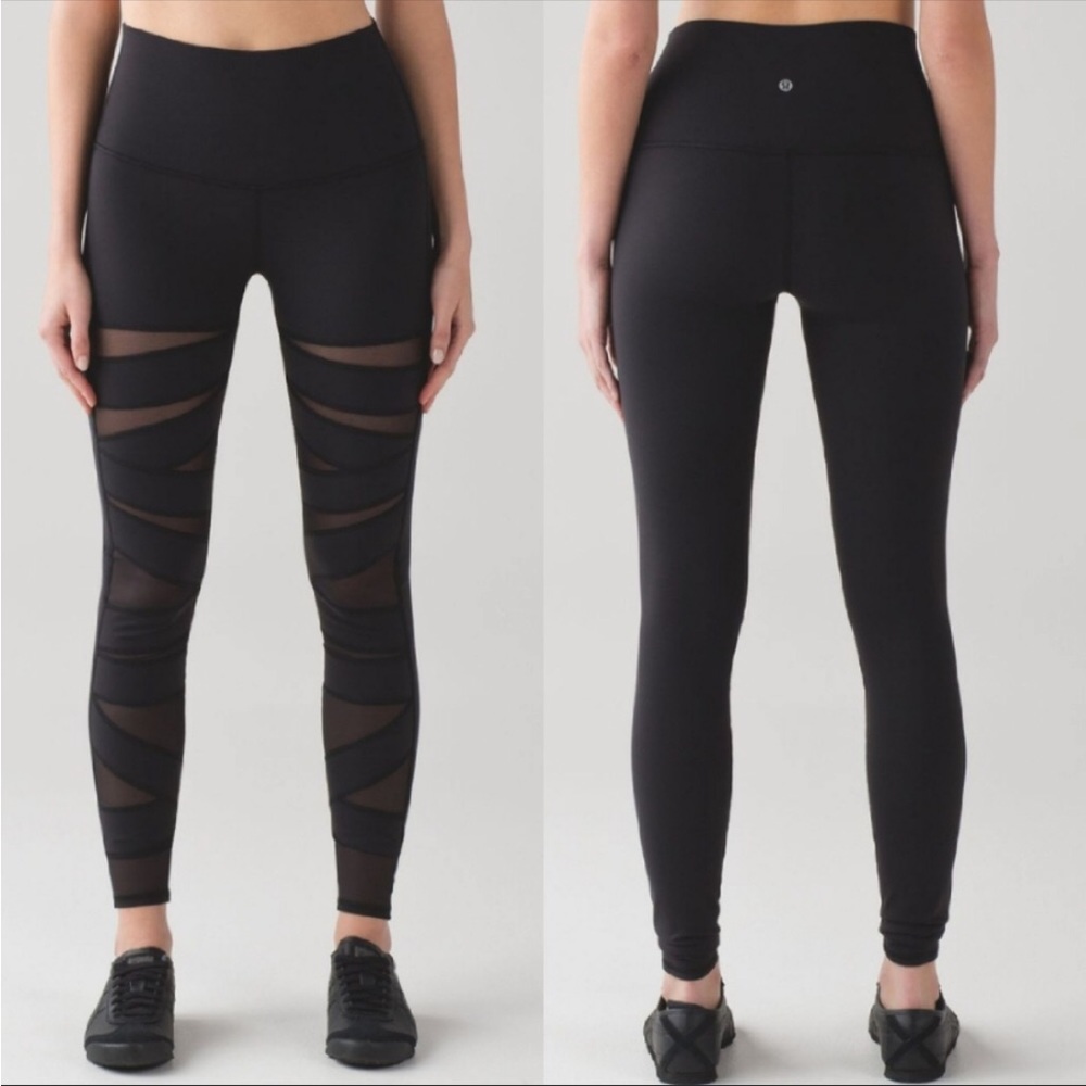 Lululemon wunder under pant high rise tech mesh black size 6